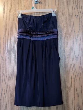 DEB Strapless Navy Blue Evening Dress with Satin Band Junior XL